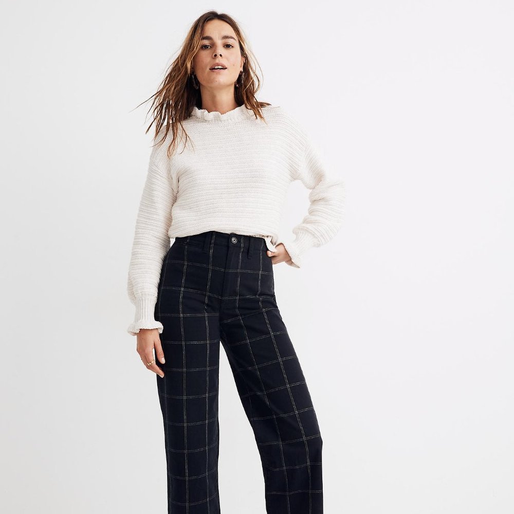 Madewell Slim Emmett Wide-Leg Pants in Windowpane